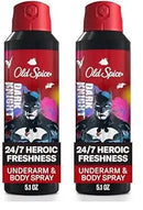 Old Spice Aluminum Free Body Deodorant Dry Body Spray for Men, 24/7 Freshness & Lasting Scent, 24/7 Sweat & Odor Protection, Smell Like a Hero, Batman, Black Cherry & Nightfall Scent, 5.1 oz