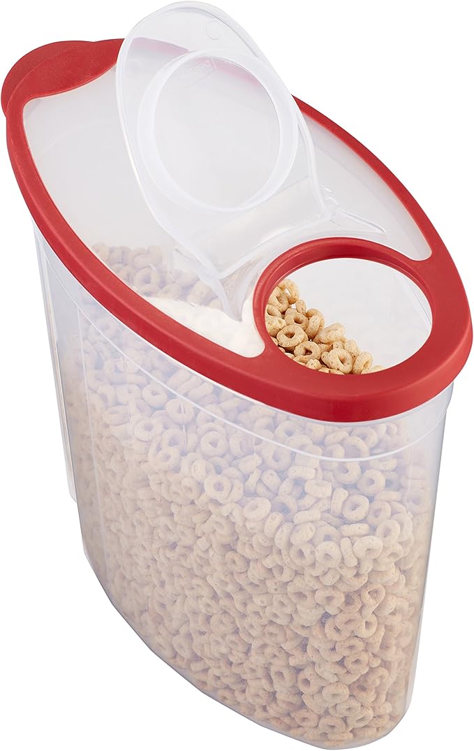 Rubbermaid Flex and Seal Cereal Keeper, 1.5 Gallon, BPA-Free, Clear with Red Lid, Airtight