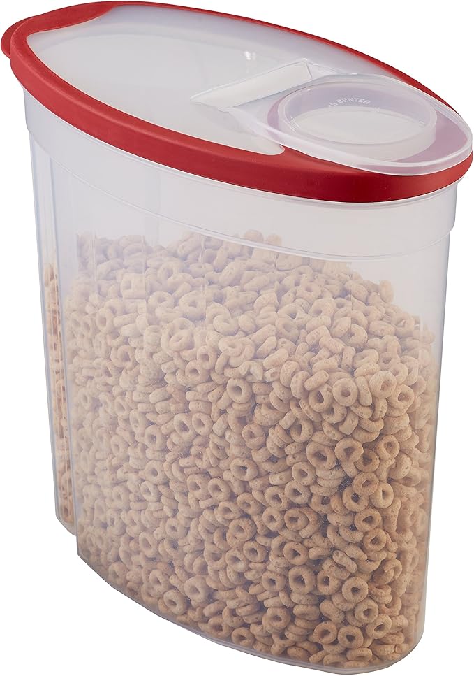 Rubbermaid Flex and Seal Cereal Keeper, 1.5 Gallon, BPA-Free, Clear with Red Lid, Airtight